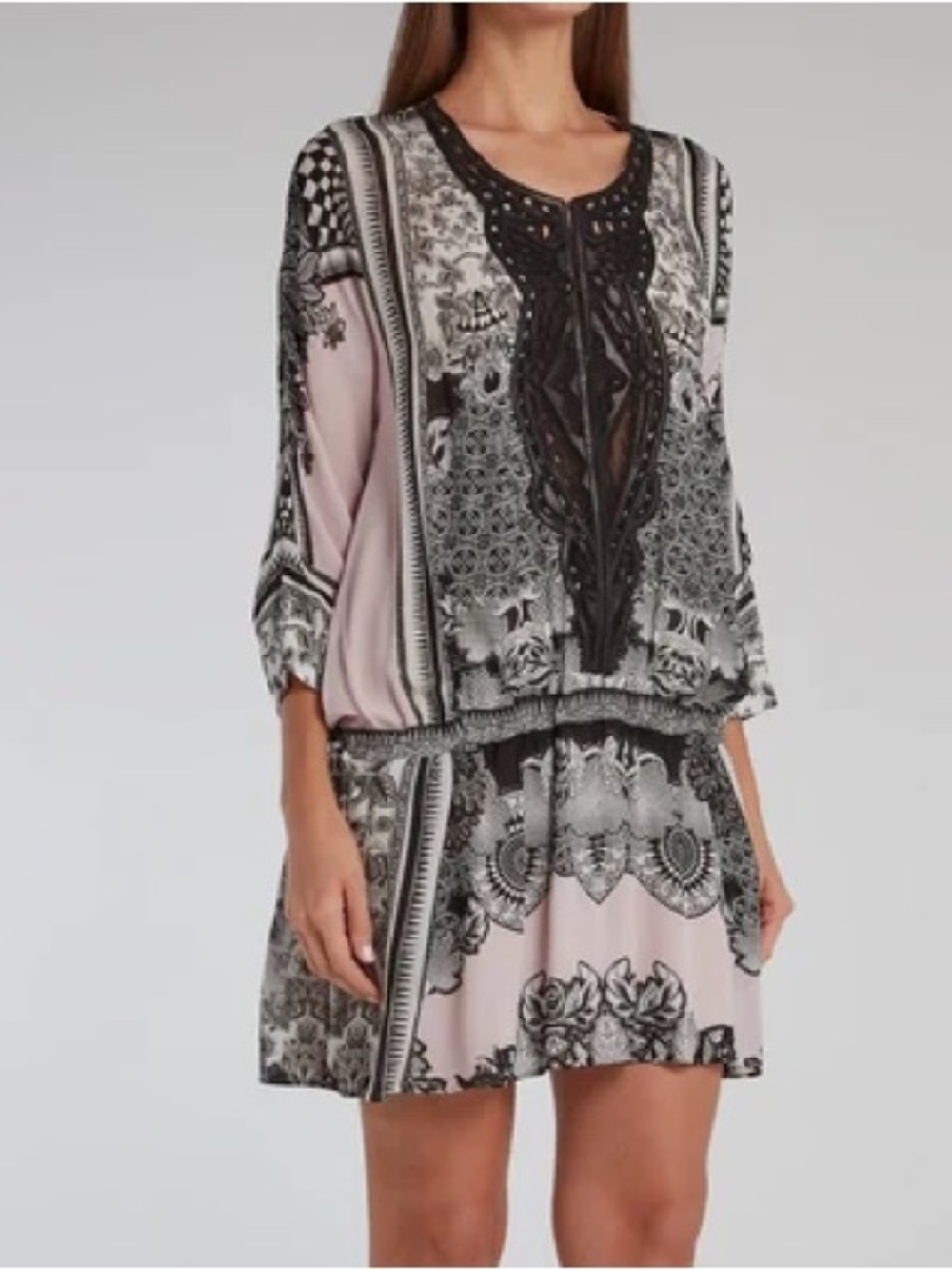 Roberto Cavalli Silk Printed Chiffon Kaftan Mini Dress or Tunic